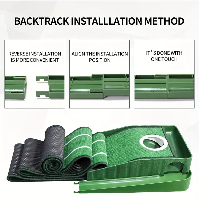 ⭐ Premium Indoor Golf Putting Mat | 2.4m Auto Ball Return Training System