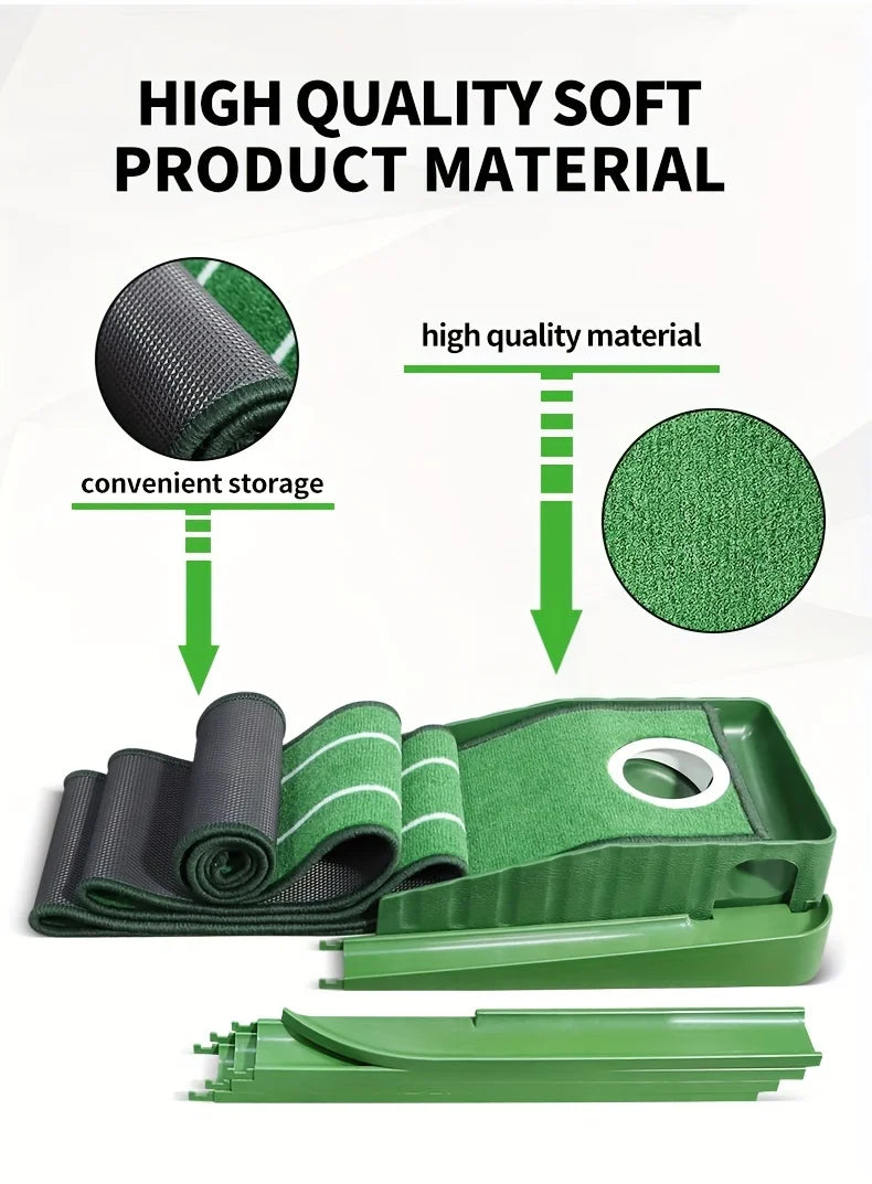 ⭐ Premium Indoor Golf Putting Mat | 2.4m Auto Ball Return Training System